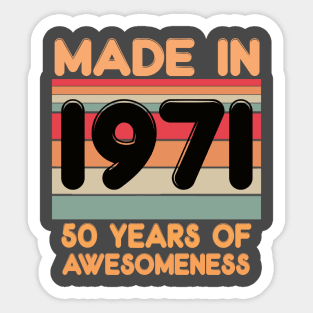 Made In 1971 Sticker